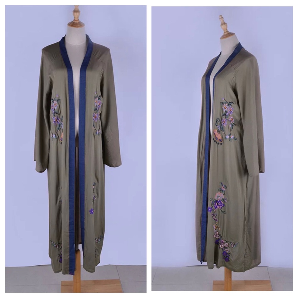 NEW Boho Gypsy Embroidered Robe Kimono Cover Up - Picture 4 of 7